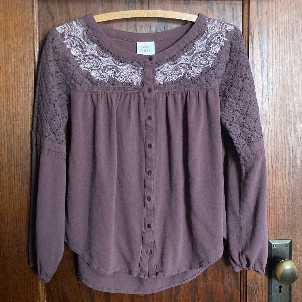Knox Rose Mauve Long-sleeve Blouse - Women's Size Large